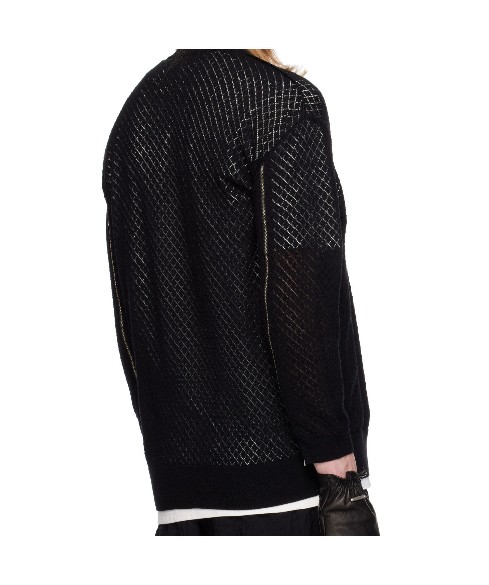 Undercover Knitted Mesh Sweater In Black