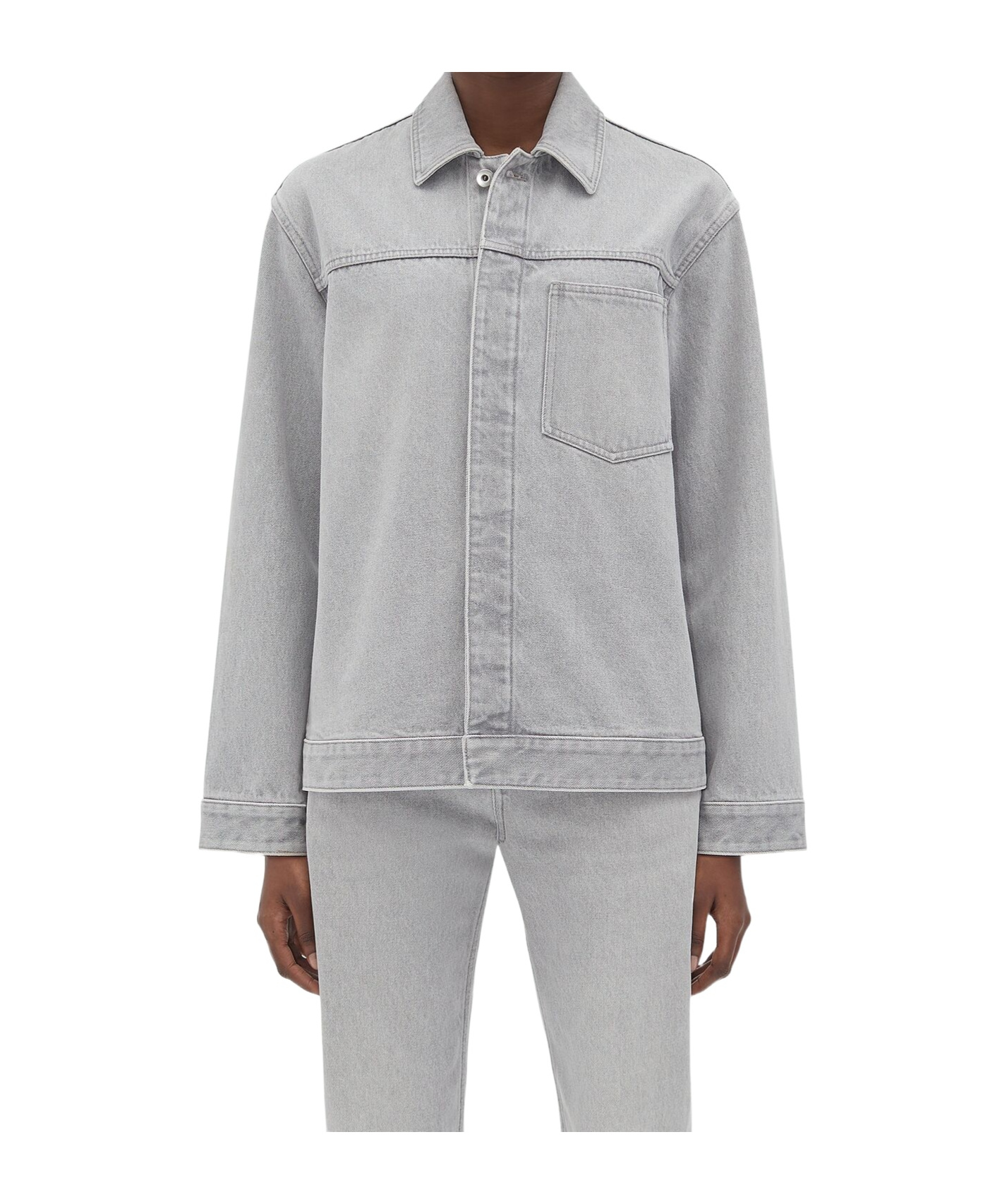 BOTTEGA VENETA LIGHT GREY WASHED DENIM JACKET