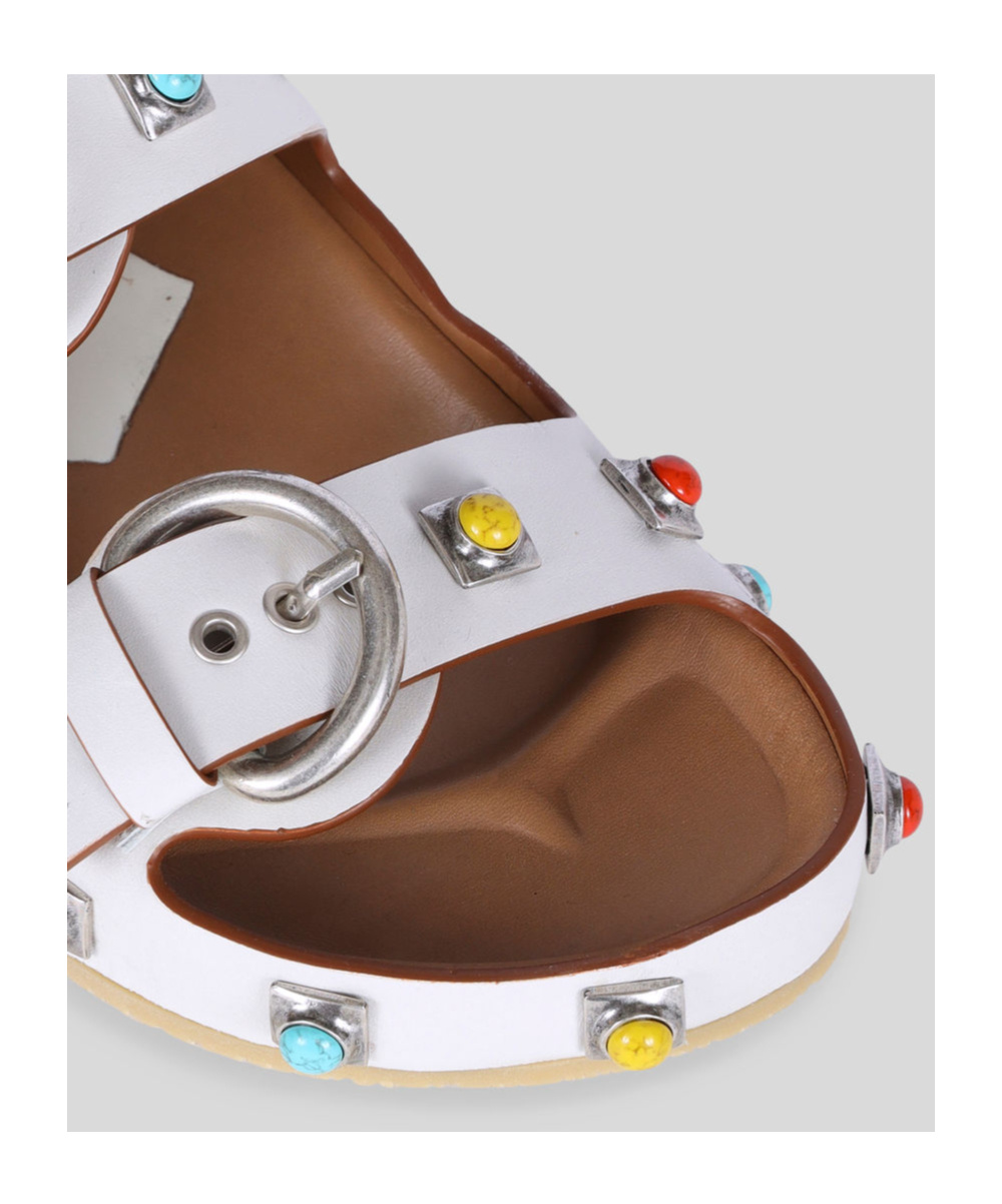 Etro Strappy Gemstone Sandals With Slip-on Style In White