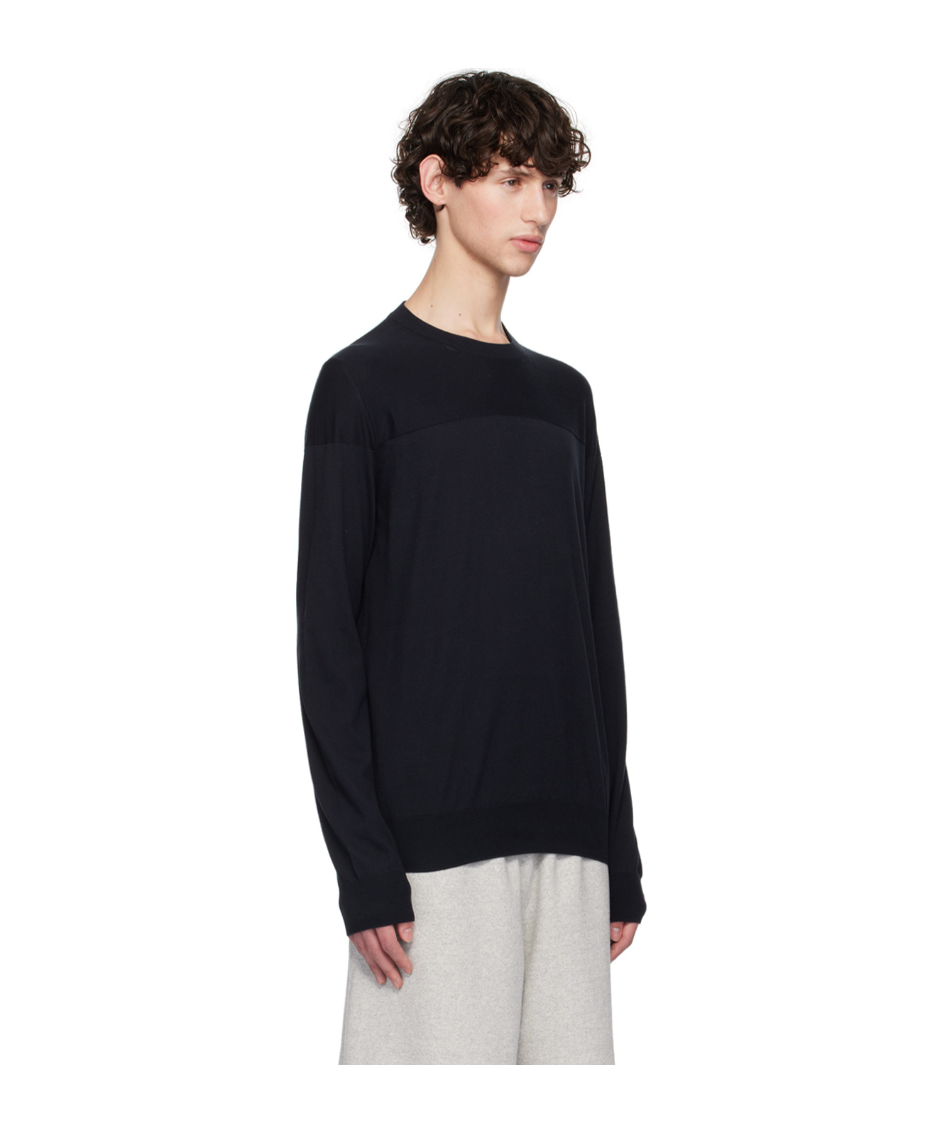 Jil Sander Black Crewneck Long Sleeve T-shirt In Black