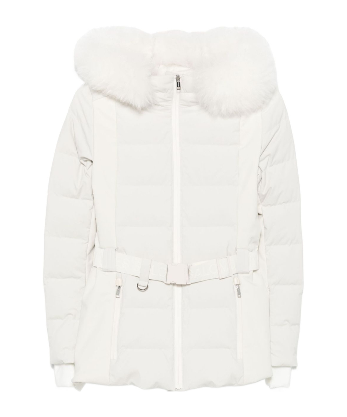 Yves Salomon Belted Ski Jacket In White