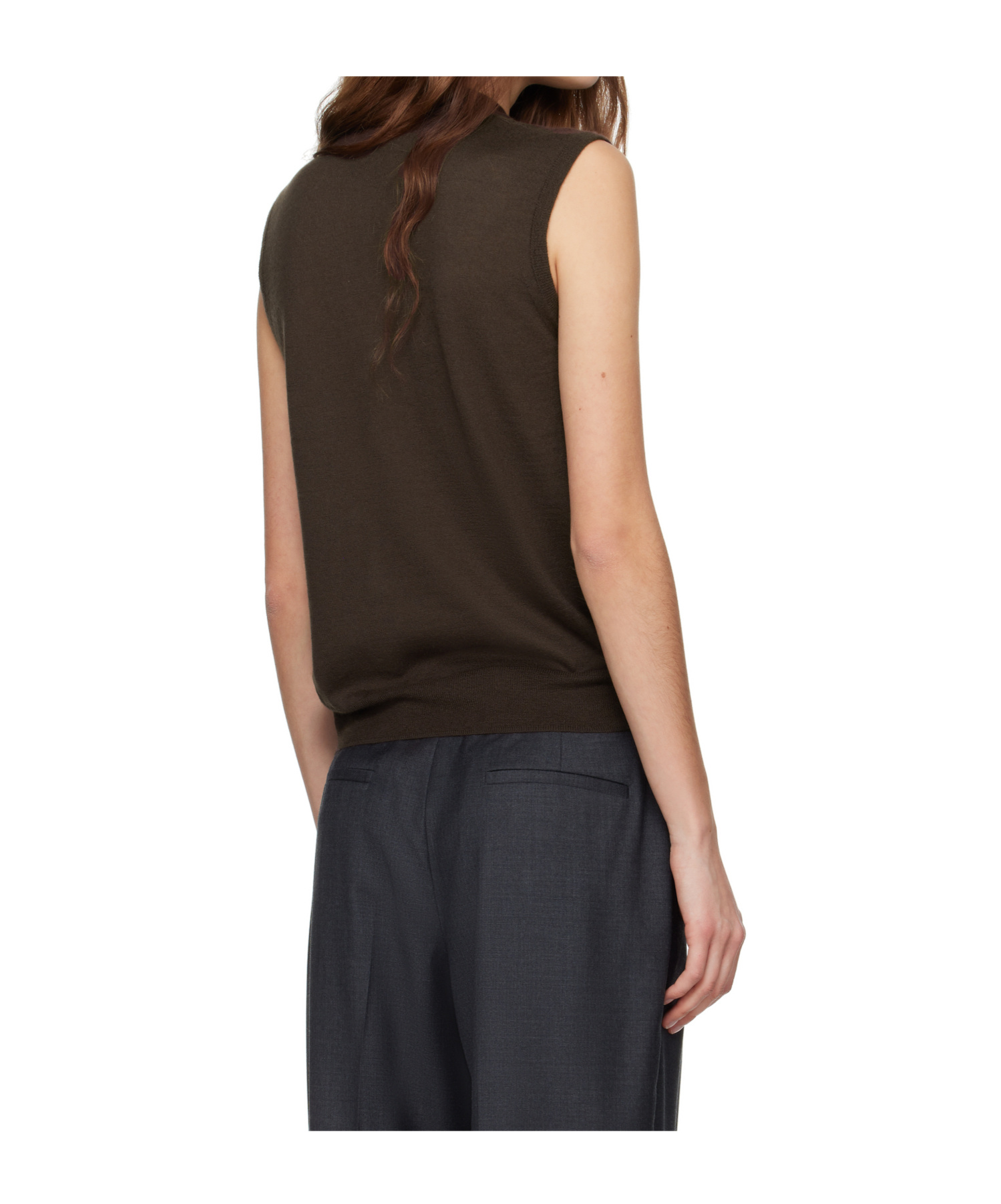 Co Brown Fine Cashmere Shell Vest In Brown