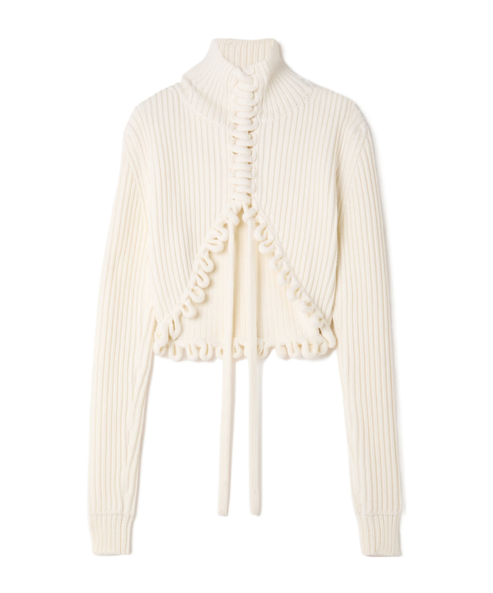 Alaïa Lace-up Wool Ribbed Sweater In Gray