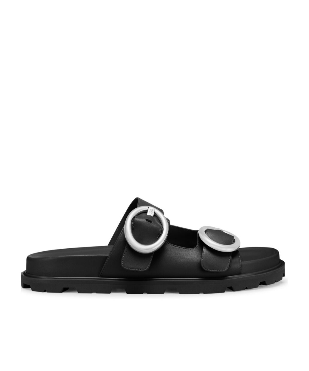 Stuart Weitzman Benni Leather Dual-strap Sport Slide Sandals In Black