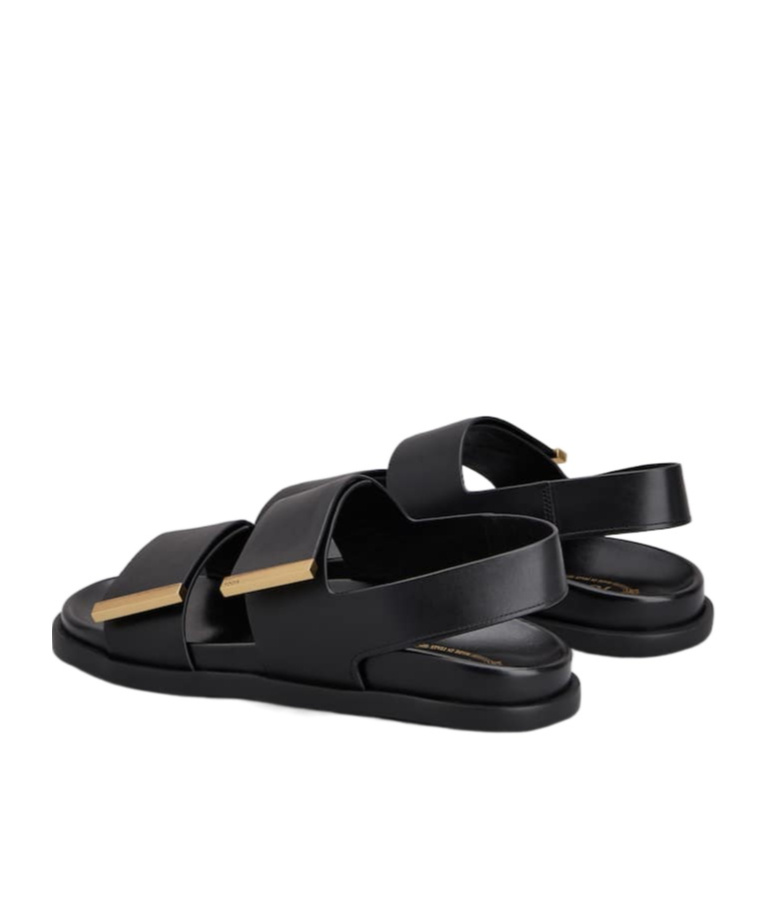 Tod's Round-headed Leather Sandals In Black