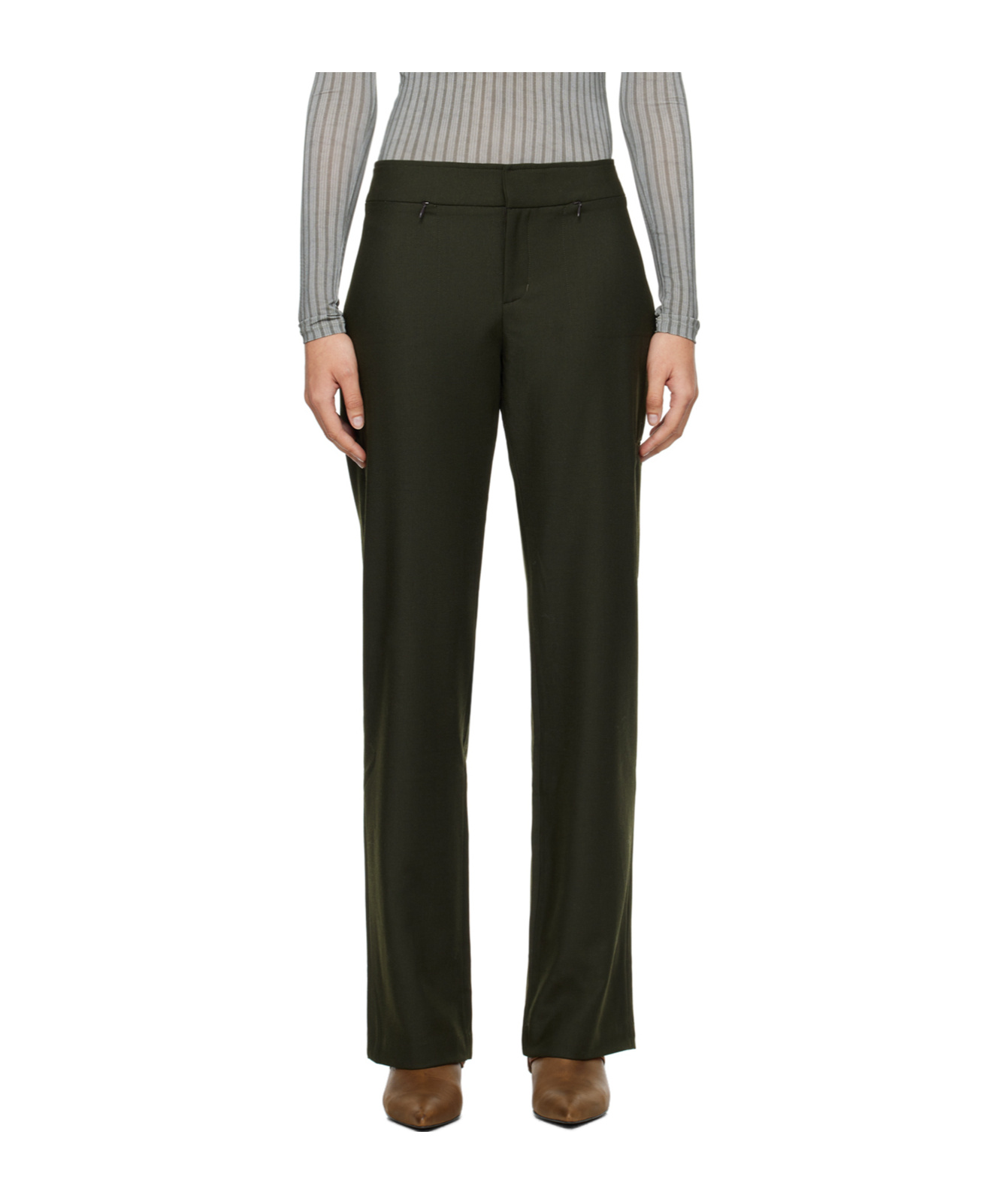 Shop Paloma Wool Khaki Baozi Trousers