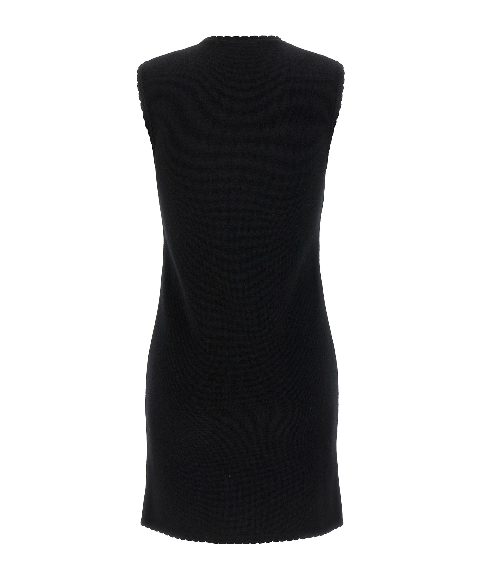 Moschino Zipper Pocket Scalloped Sleeveless Dress In Black