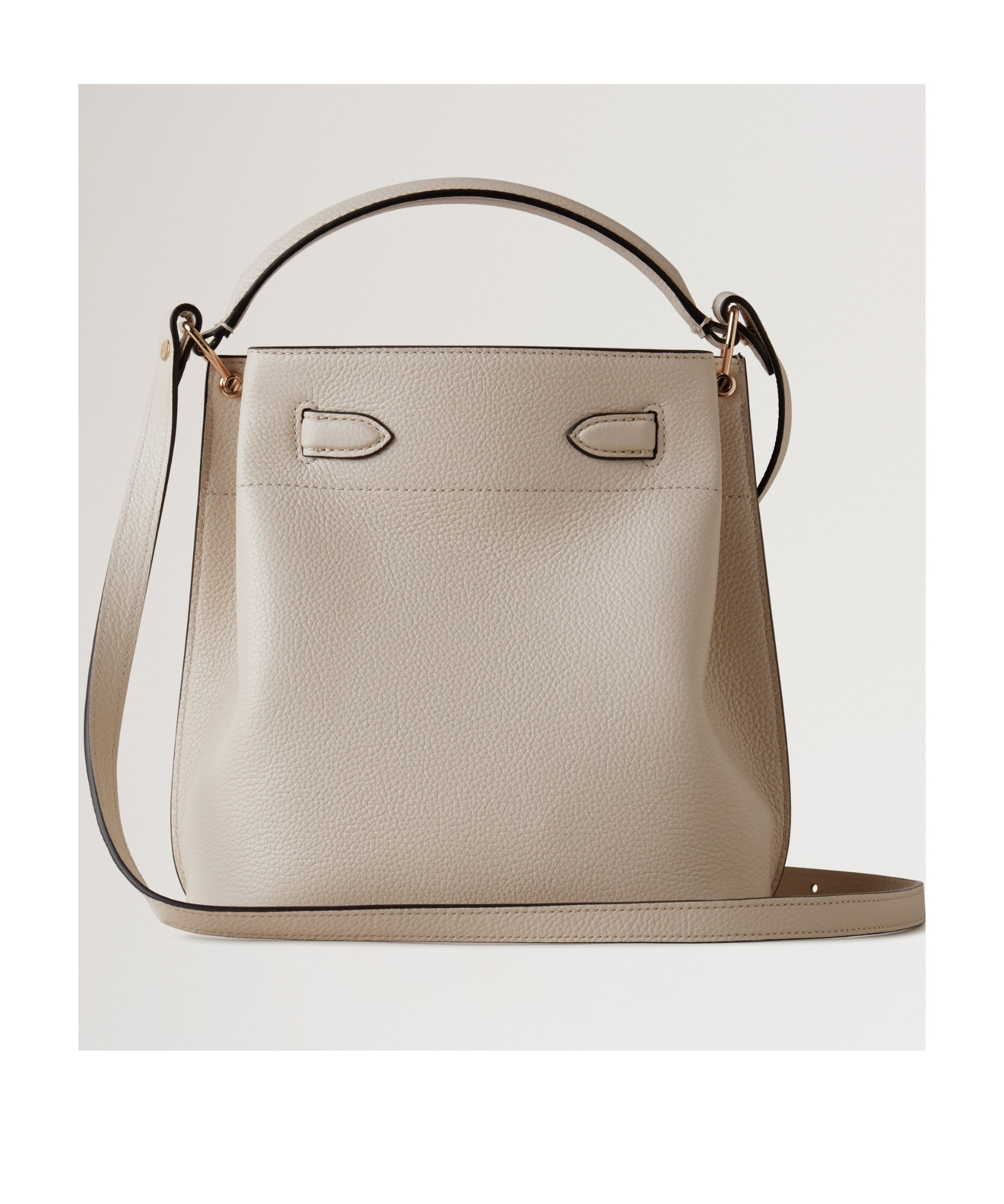 Mulberry 'islington Mini' White Bucket Bag With Turn-lock Closure And Logo In Nude