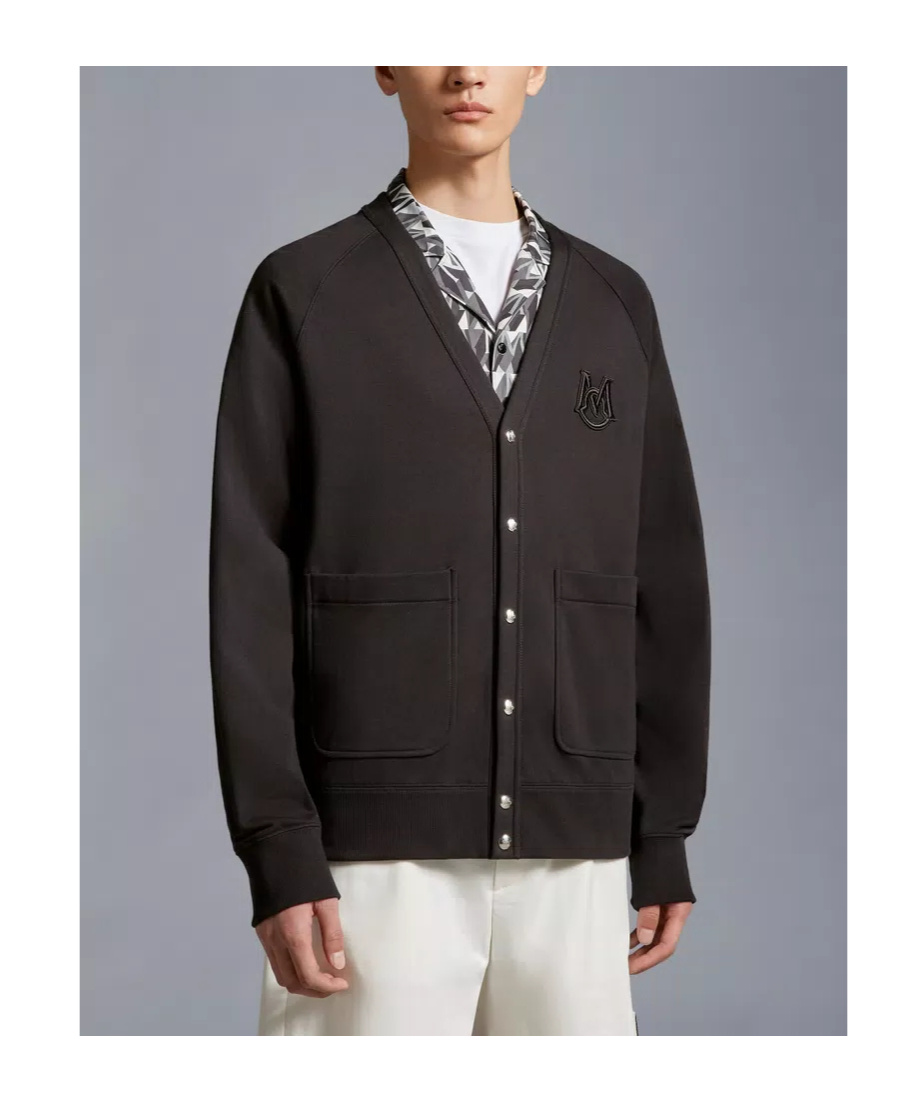 Moncler Embroidered Cardigan In Black
