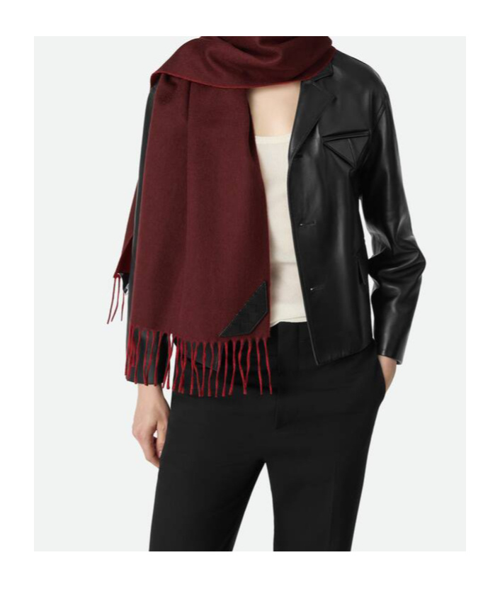 Bottega Veneta Foulard En Cachemire Bicolore In Red