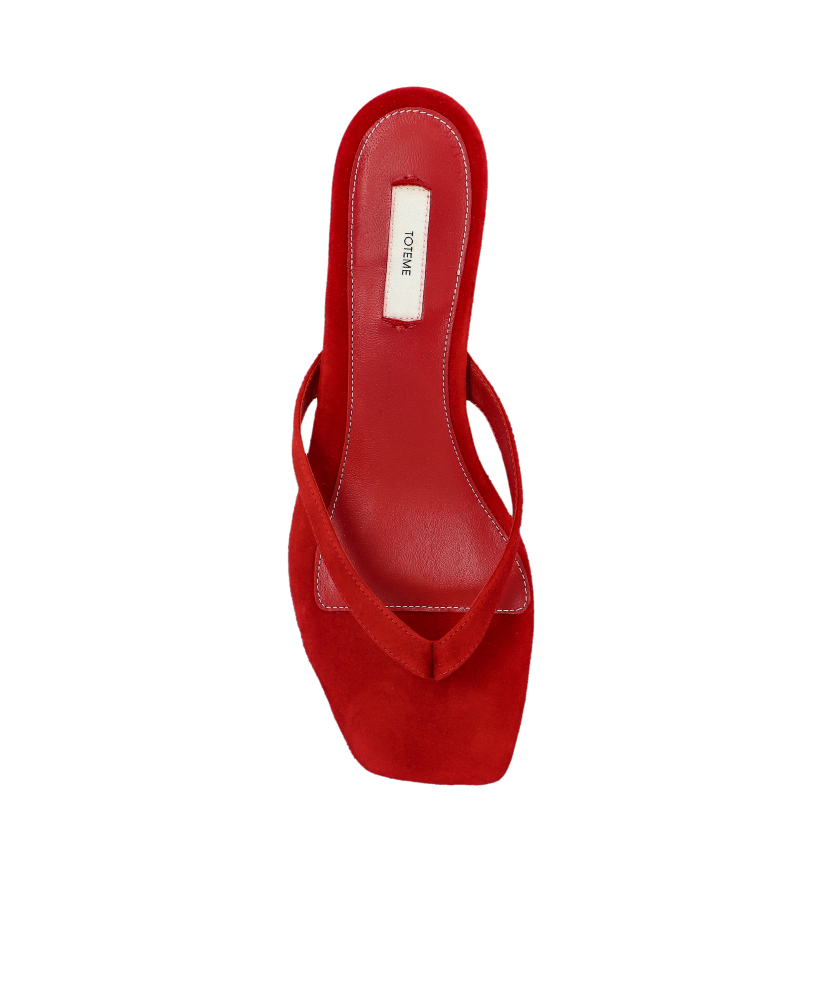 Totême Suede Heeled Flip Flops Scarlet In Red