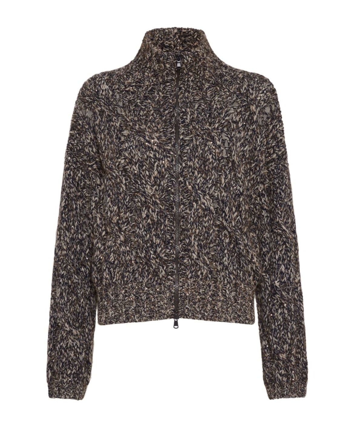 Brunello Cucinelli Zippered Cardigan In Black