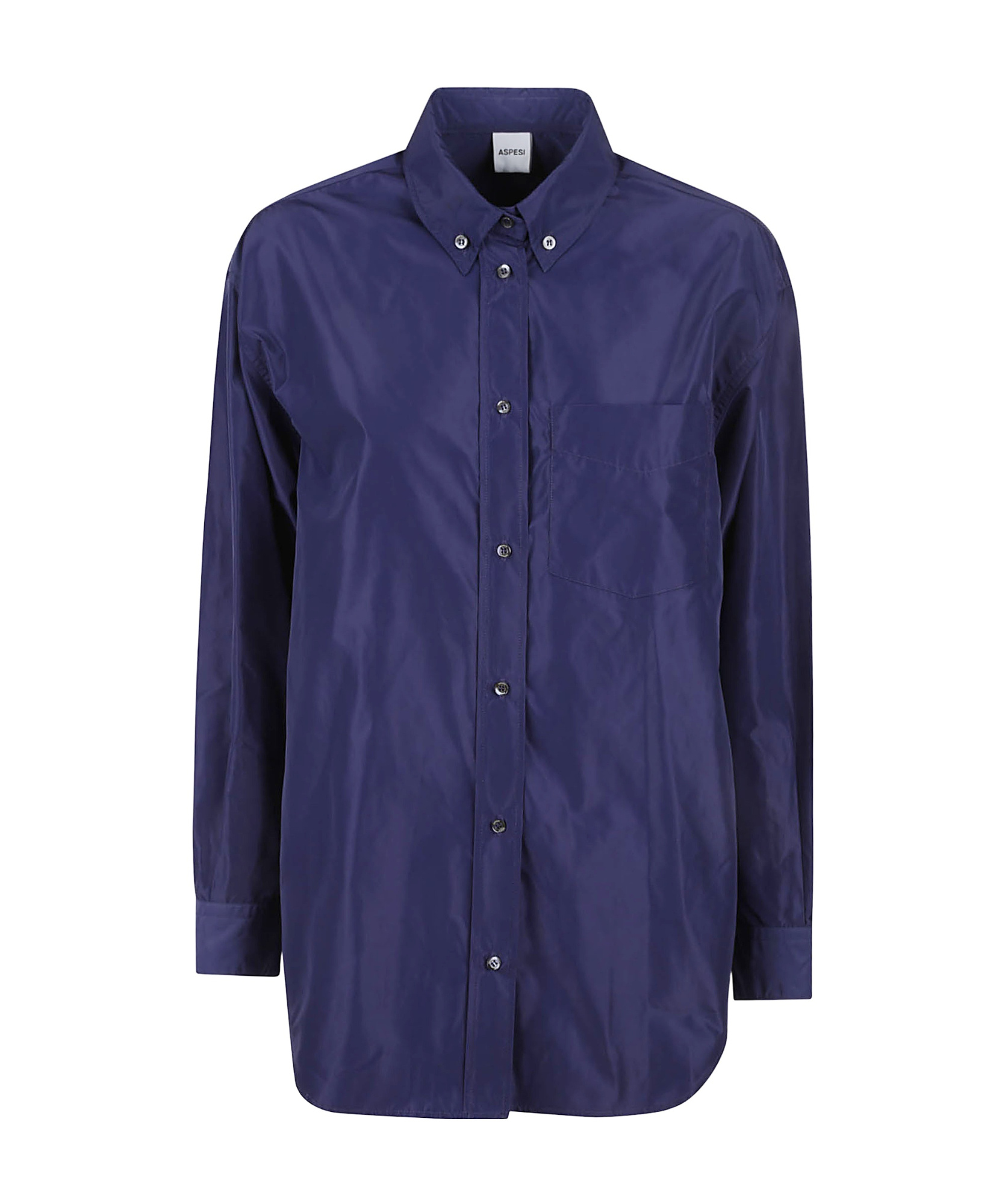 Aspesi Glossy Buttoned Shirt In Blue