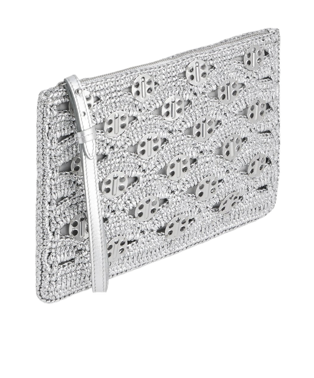 Rabanne Pouch In Lurex Raffia In Silver