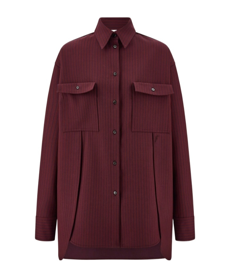 Ferragamo Striped Loose Shirt In Red