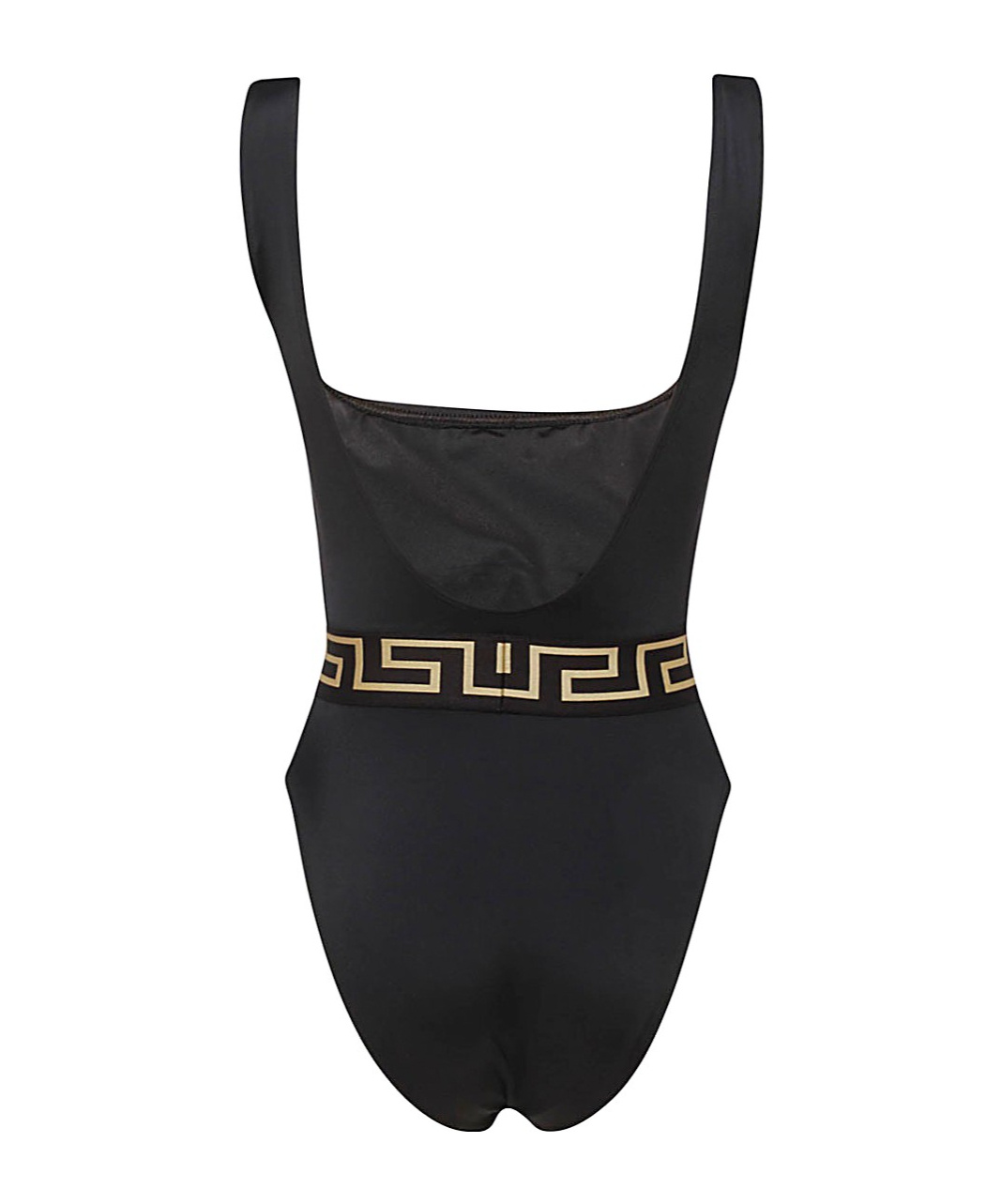 Versace Black One-piece Swimsuit With Greca And Medusa Band In Black