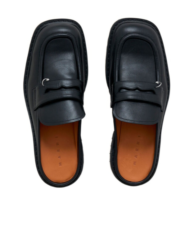 Marni Black Leather Piercing 2.0 Chunky Sabot Loafer In Black
