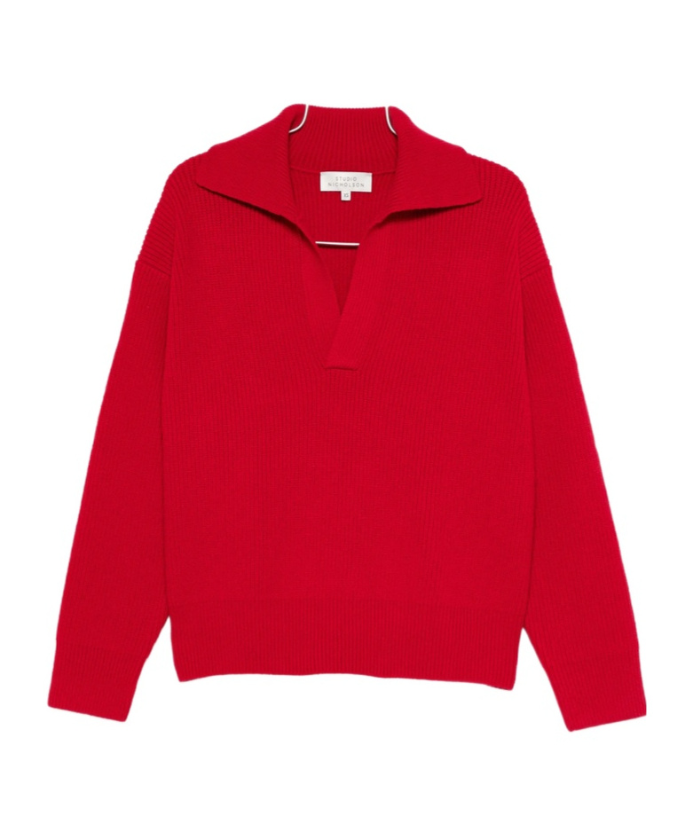 Studio Nicholson Spread-collar Wool Jumper In Red