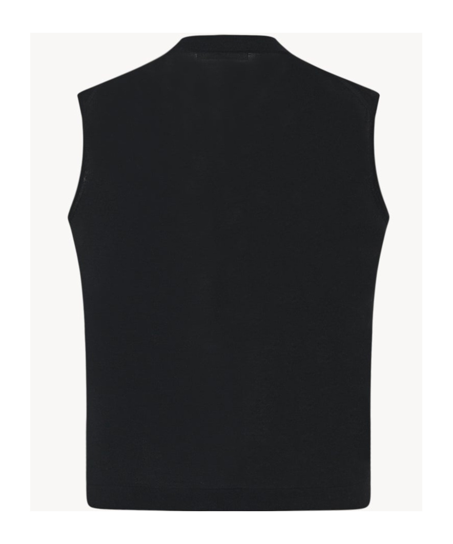 The Row Harrell Wool Knit Vest In Black