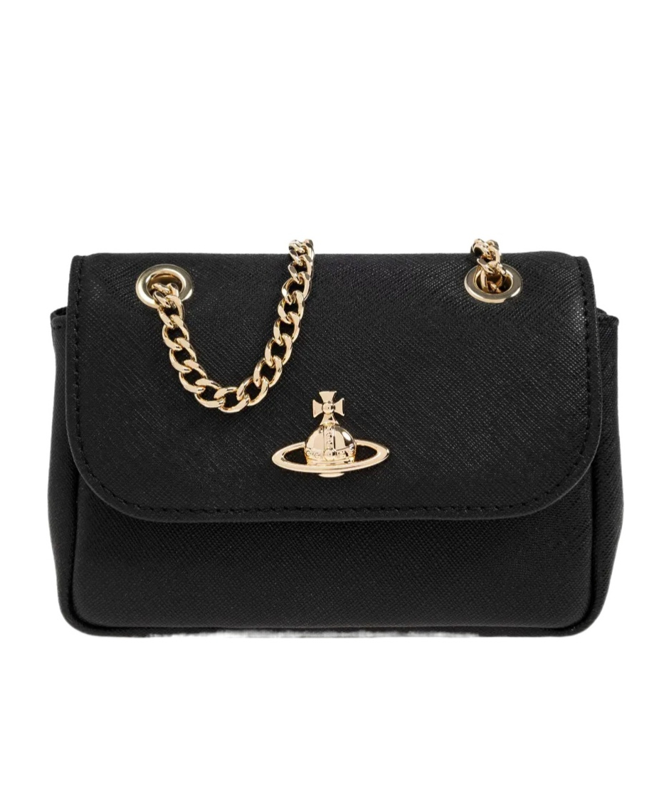 Vivienne Westwood Purse Chain-link Strap Gold-tone Hardware In Black