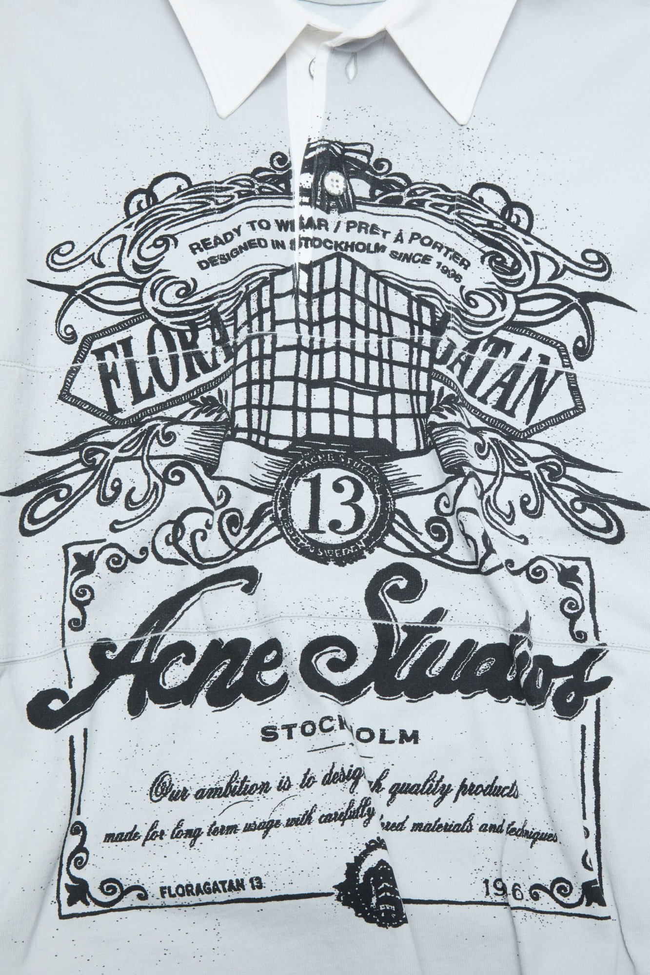 Acne Studios Long Sleeve Graphic Print T-shirt In White