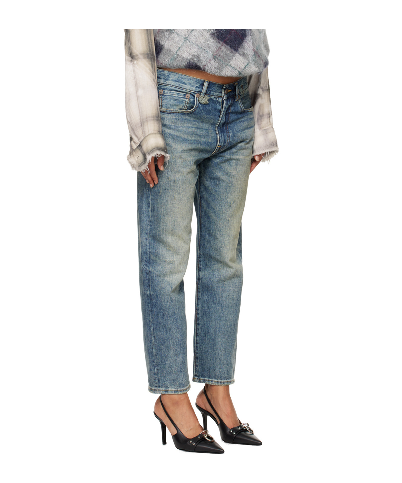 R13 Cropped Wide-leg Jeans In Gray
