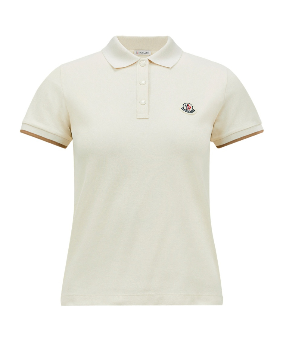 Moncler Logo Patch Piquet Polo Shirt In White