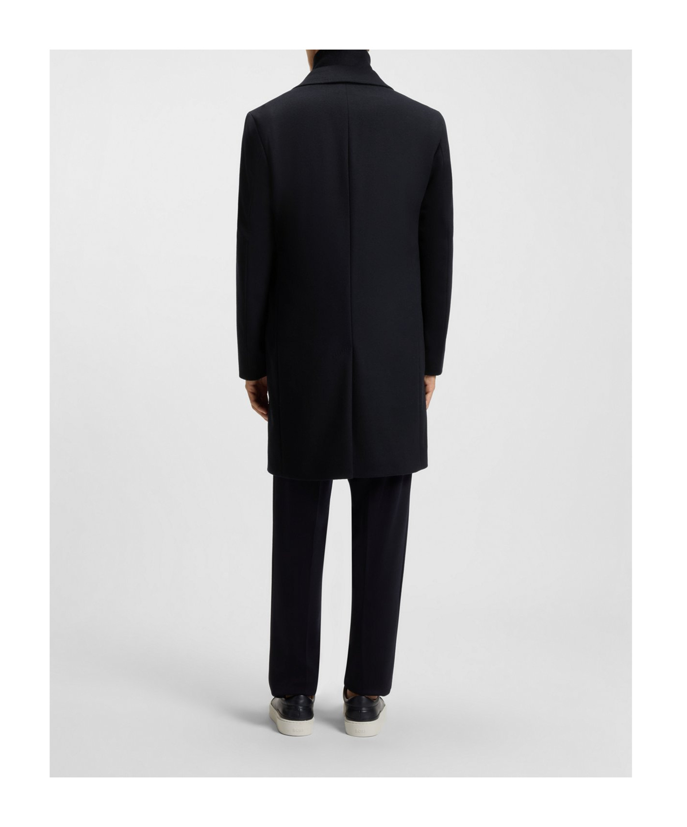 Hugo Boss Formal Coat In A Wool Blend In Blue
