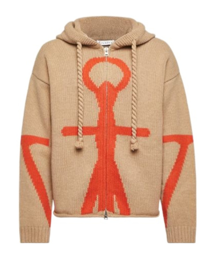 Shop Jw Anderson Anchor-logo Hoodie In Nude