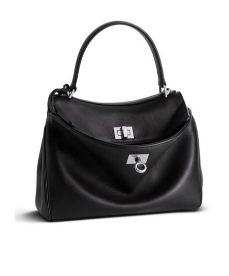 Balenciaga Rodeo Media Leather Handbag In Black