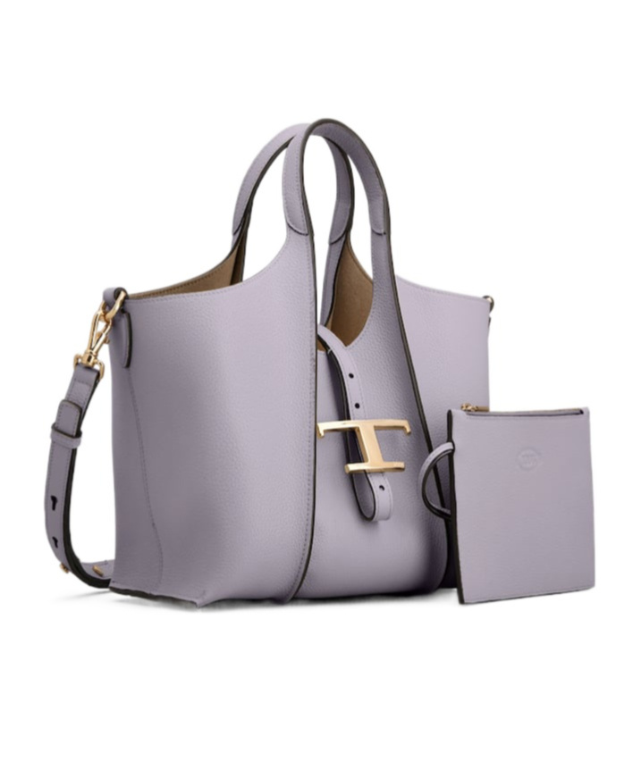 Tod's T Timeless Mini Leather Shopping Shoulder Bag In Gray