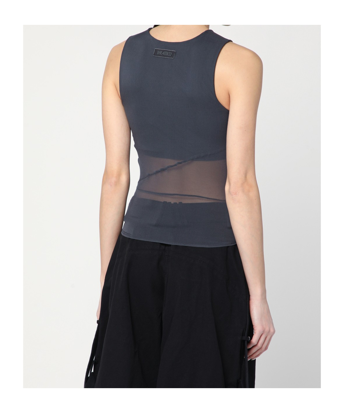 Shop Attico Silk Tank Top In Black
