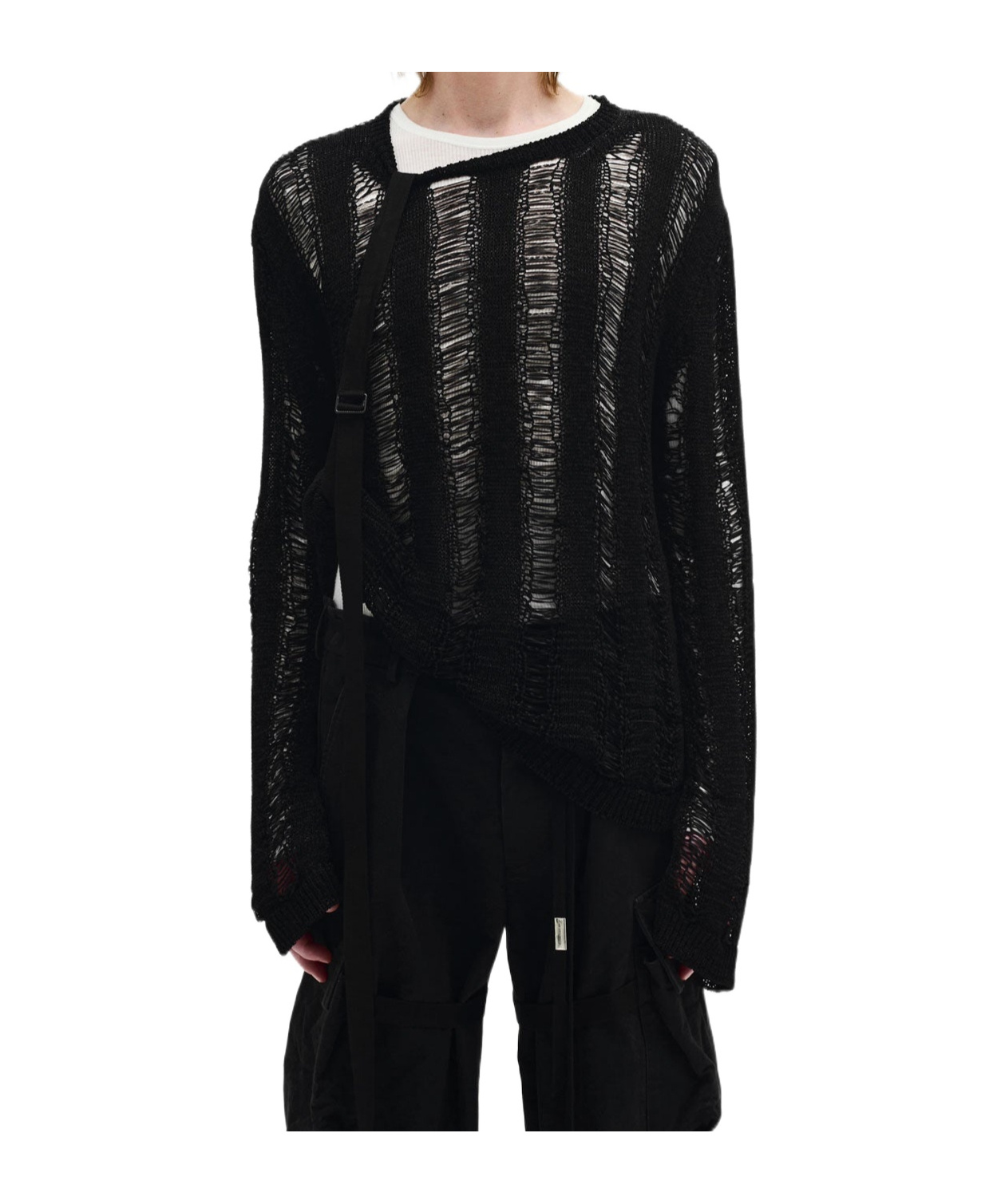 Ann Demeulemeester Balder Trapezoidal Stitch Oversized Sweater In Black