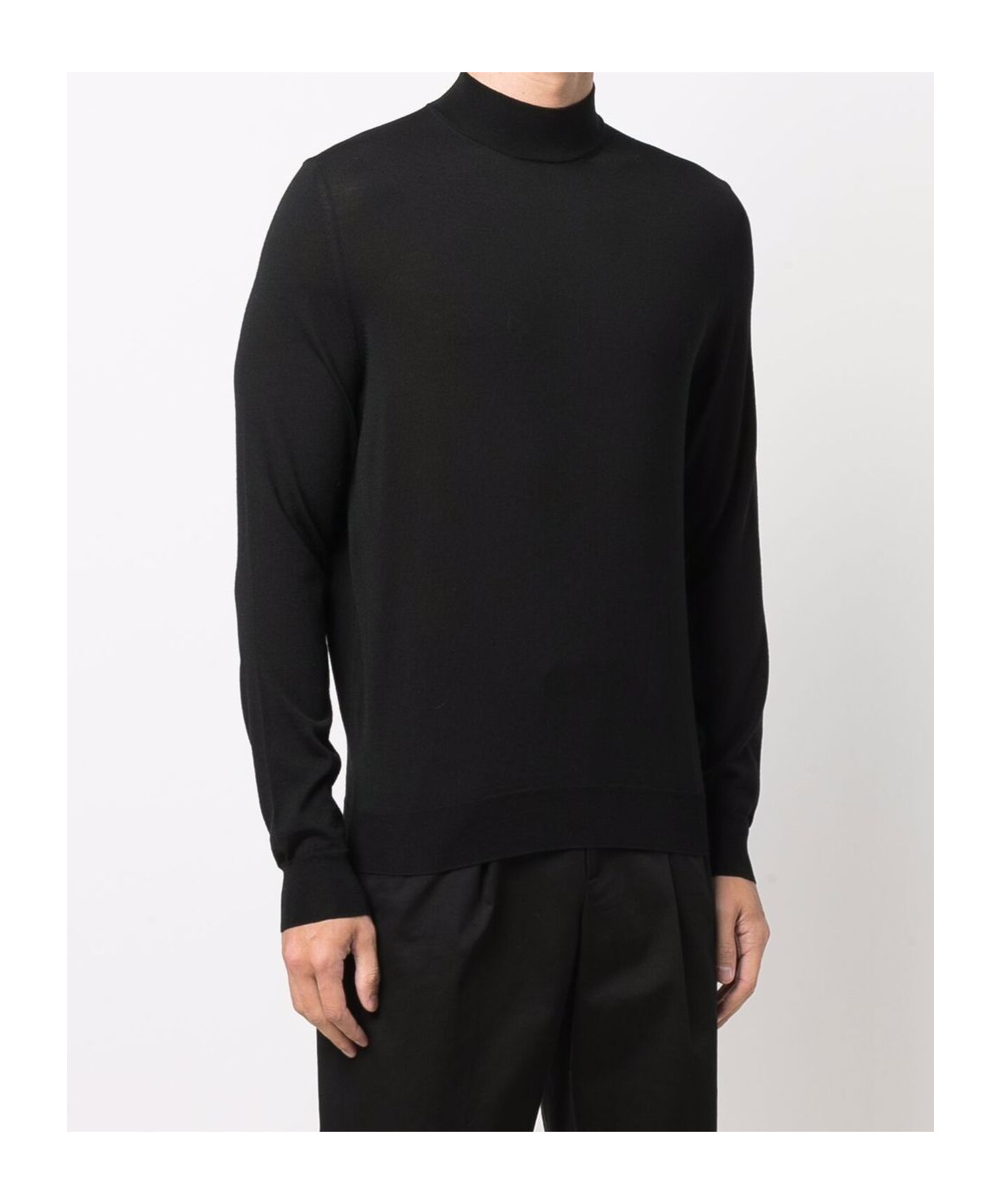 Drumohr High Neck Merino Wool Sweater In Black