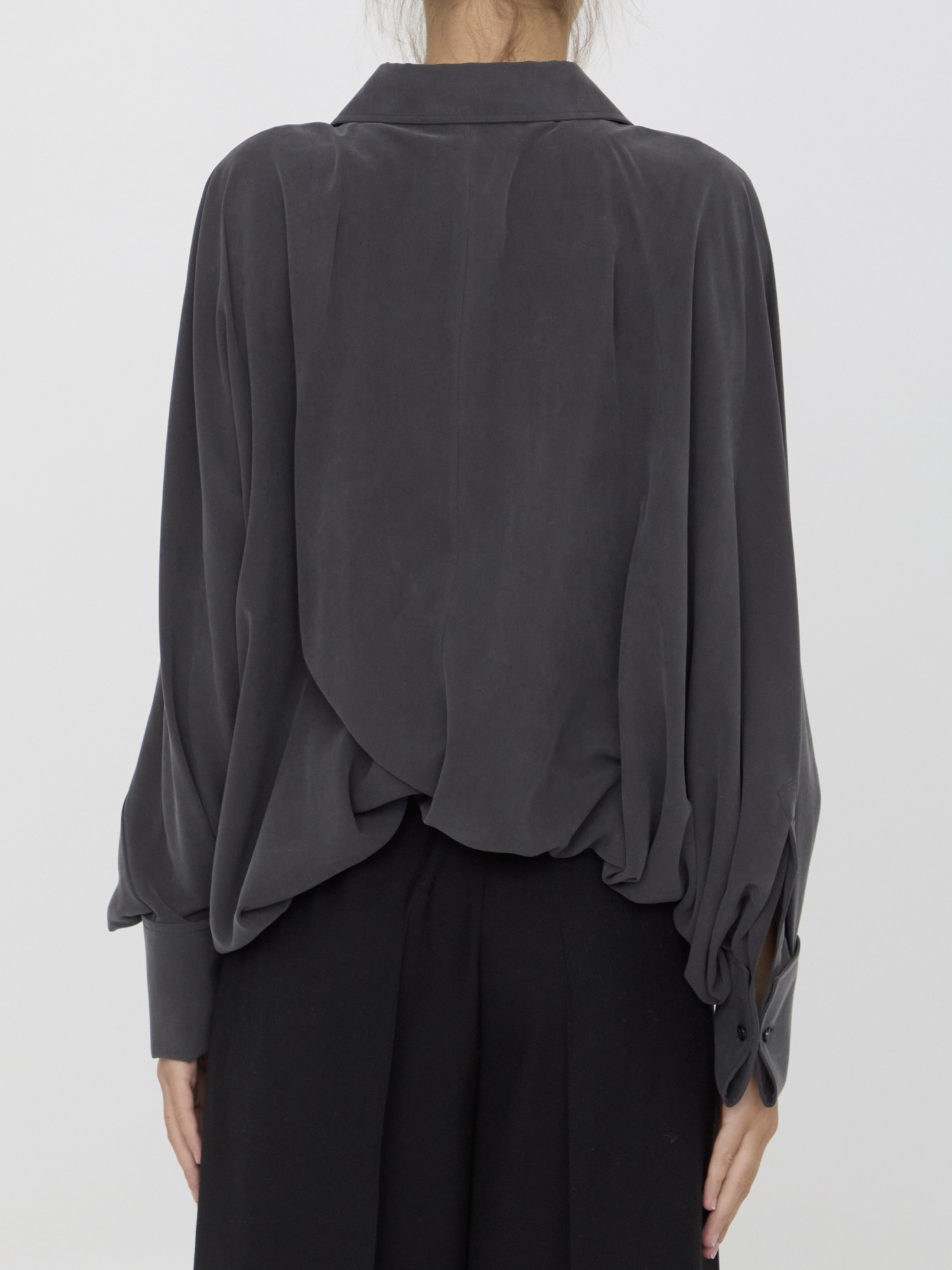Max Mara Women Silk Bodysuit Shirt In Black
