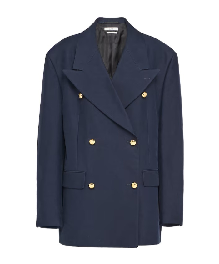 Prada Double-breasted Suit Jacket In Blue
