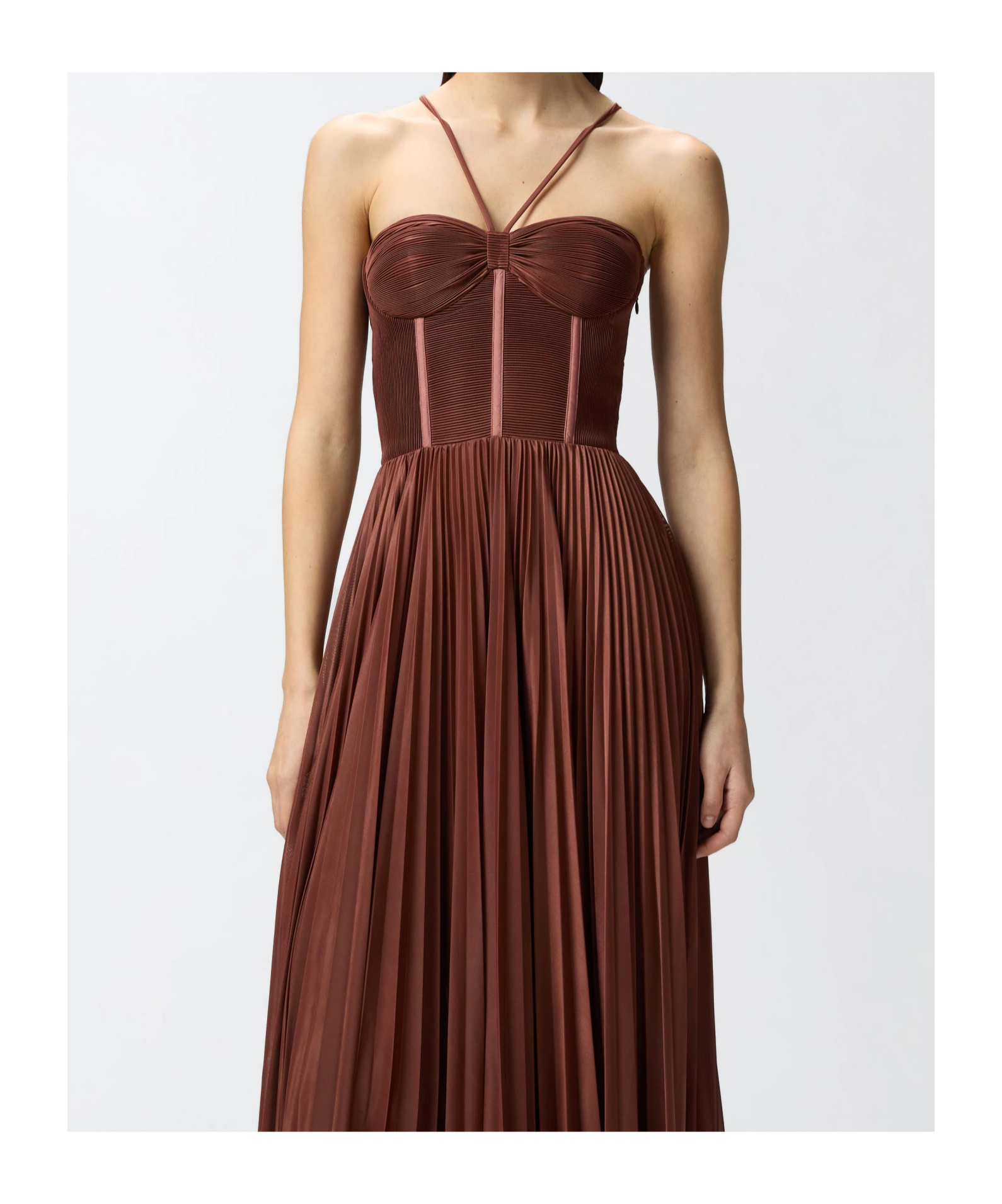 Pinko Pleated Maxi Dress With Spaghetti Straps