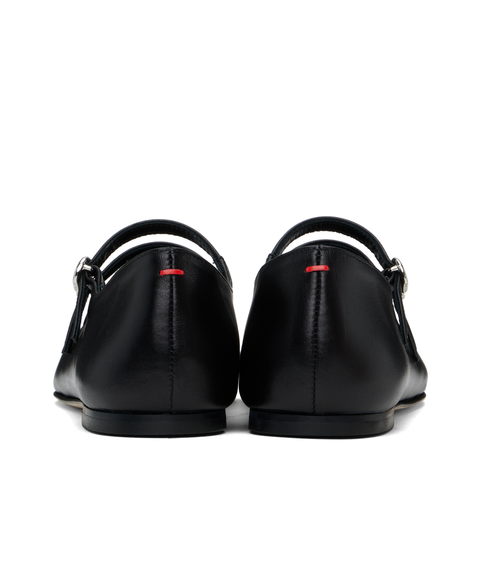 Aeyde Franny Double-buckle Pointed Ballet Flats In Black