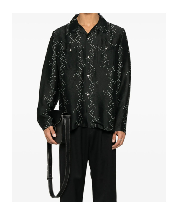 Shop Needles Patterned-jacquard Buttoned Shirt In Black