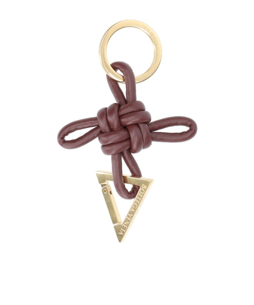 Bottega Veneta 'triangle' Key Ring In Brown