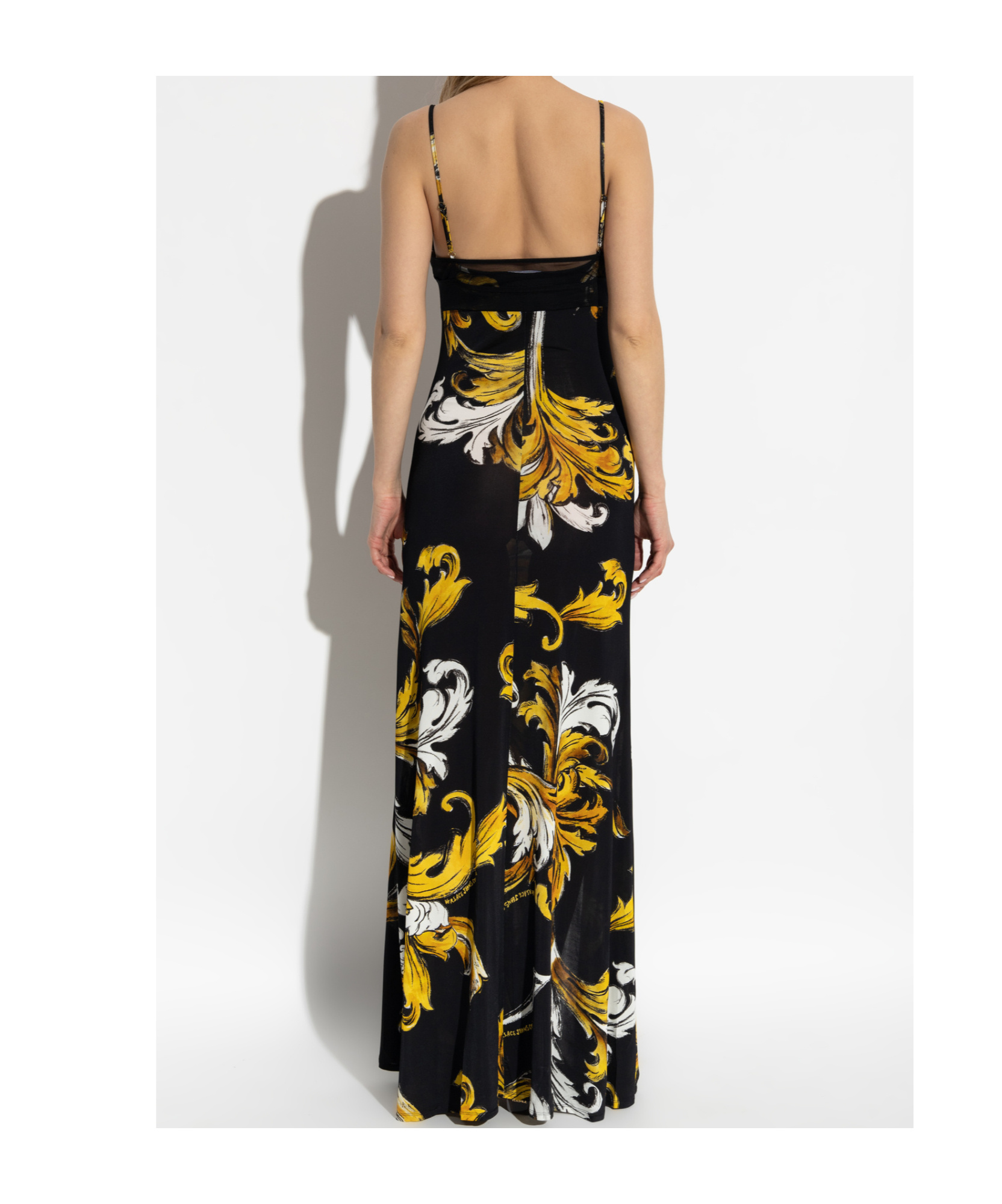 Versace Jeans Couture Maxi Dress With Signature Barocco Print In Black