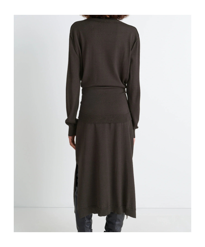 Lemaire Trompe L'oeil Turtleneck Belted Midi Dress In Brown