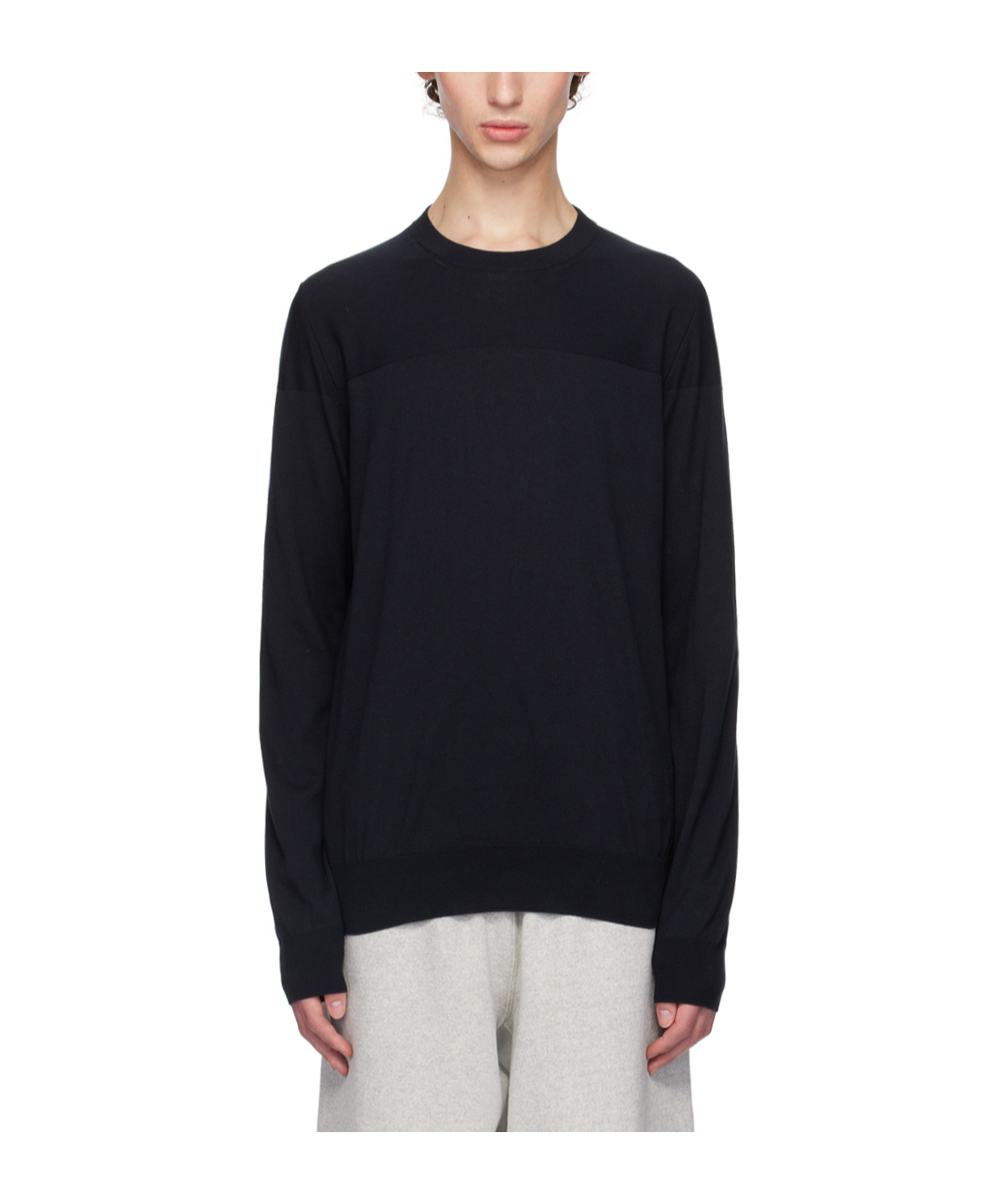 Jil Sander Black Crewneck Long Sleeve T-shirt In Black