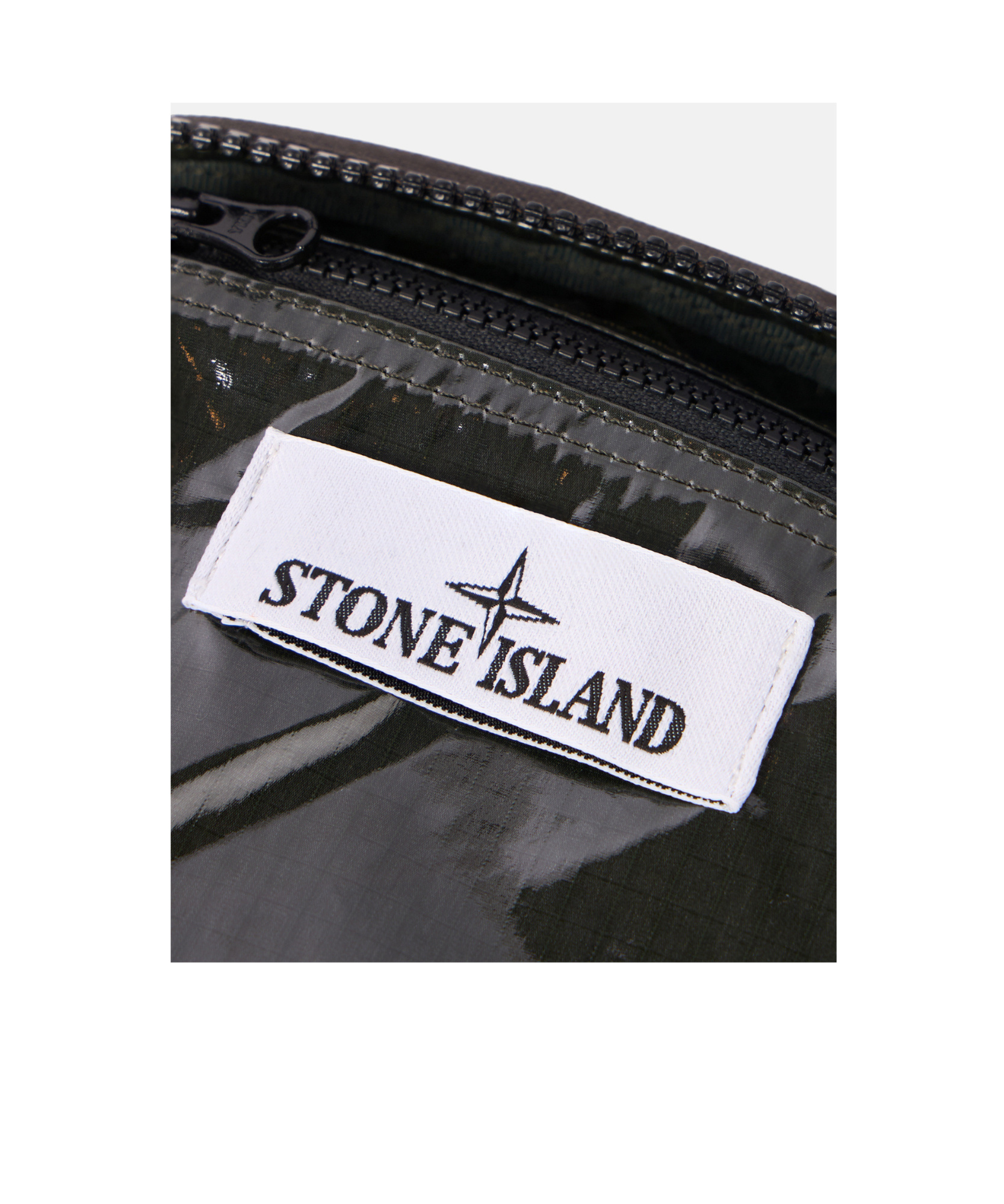Stone Island Pouch Bag With Zip Compartments And Adjustable Strap In Gray