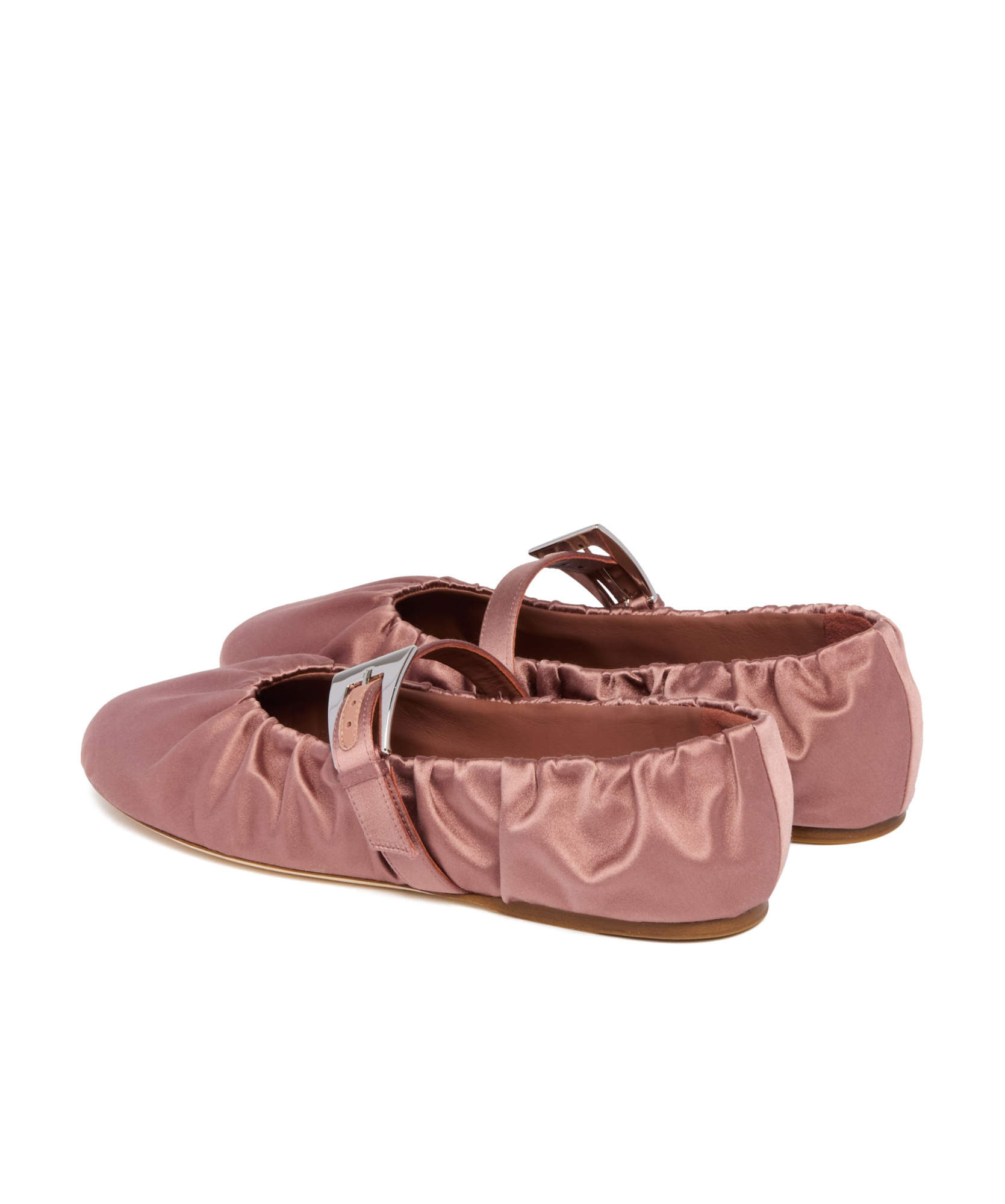 Paris Texas Sveva Plisse Buckle Ballet Flats In Brown