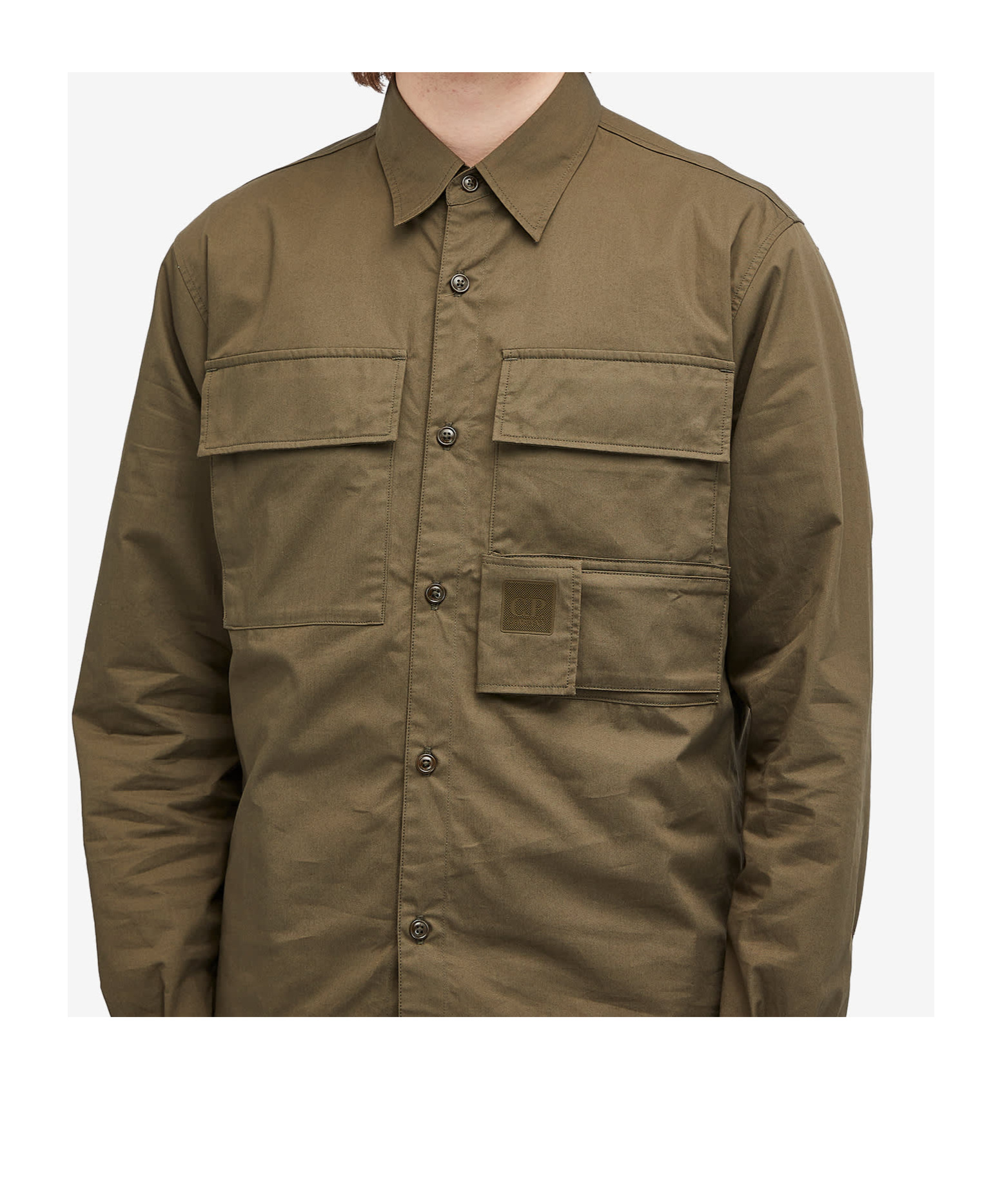 C.p. Company Long-sleeved Lapel Shirt In Green