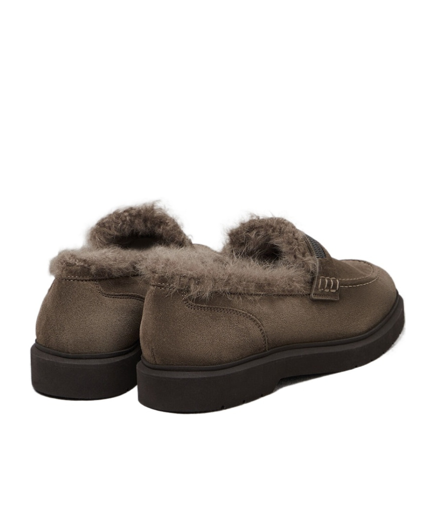 Brunello Cucinelli Shearling-lined Suede Loafers In Multicolor