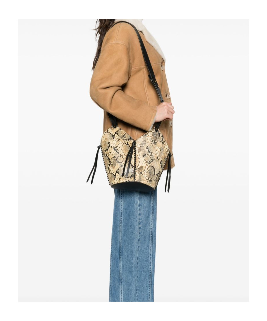 Isabel Marant Snakeskin-print Drawstring Tote Bag In Brown
