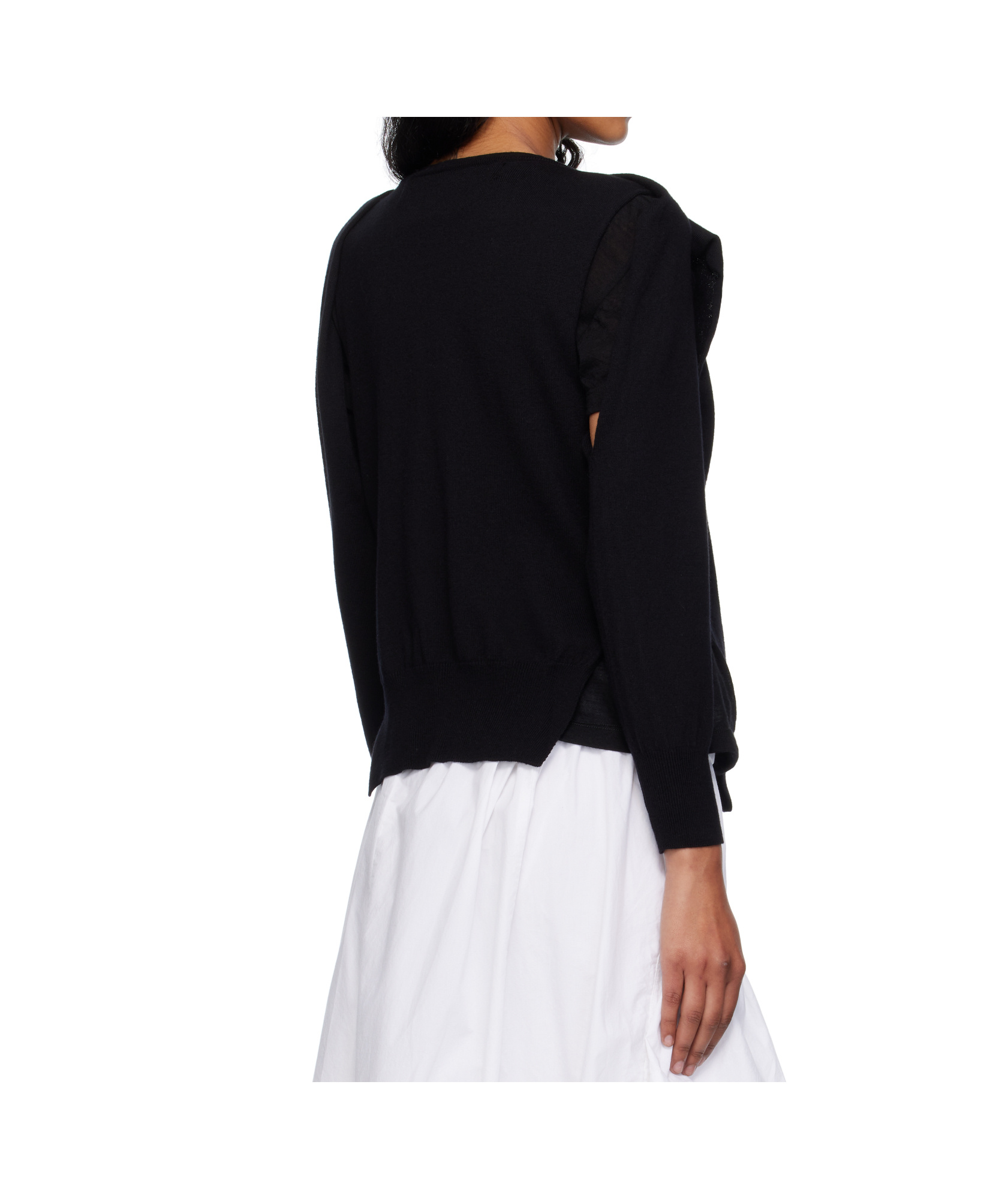 Open Yy Sleeve Layered Cardigan In Black