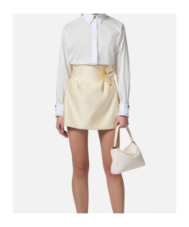 Elisabetta Franchi Long-sleeved Poplin Shirt In White